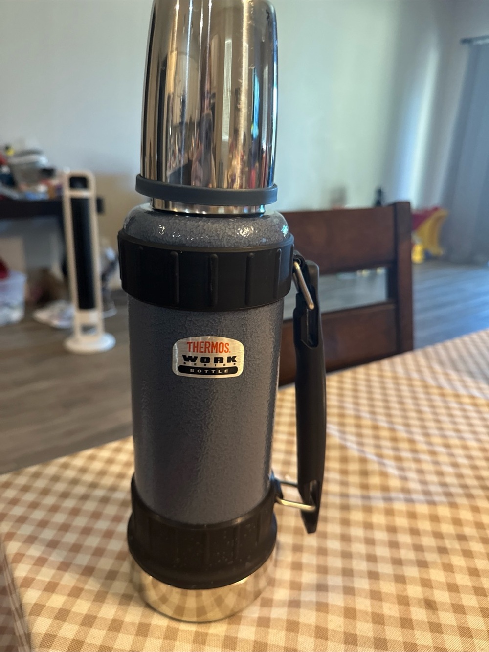 Thermos Work Bottle Gray with Stainless Silver Accents